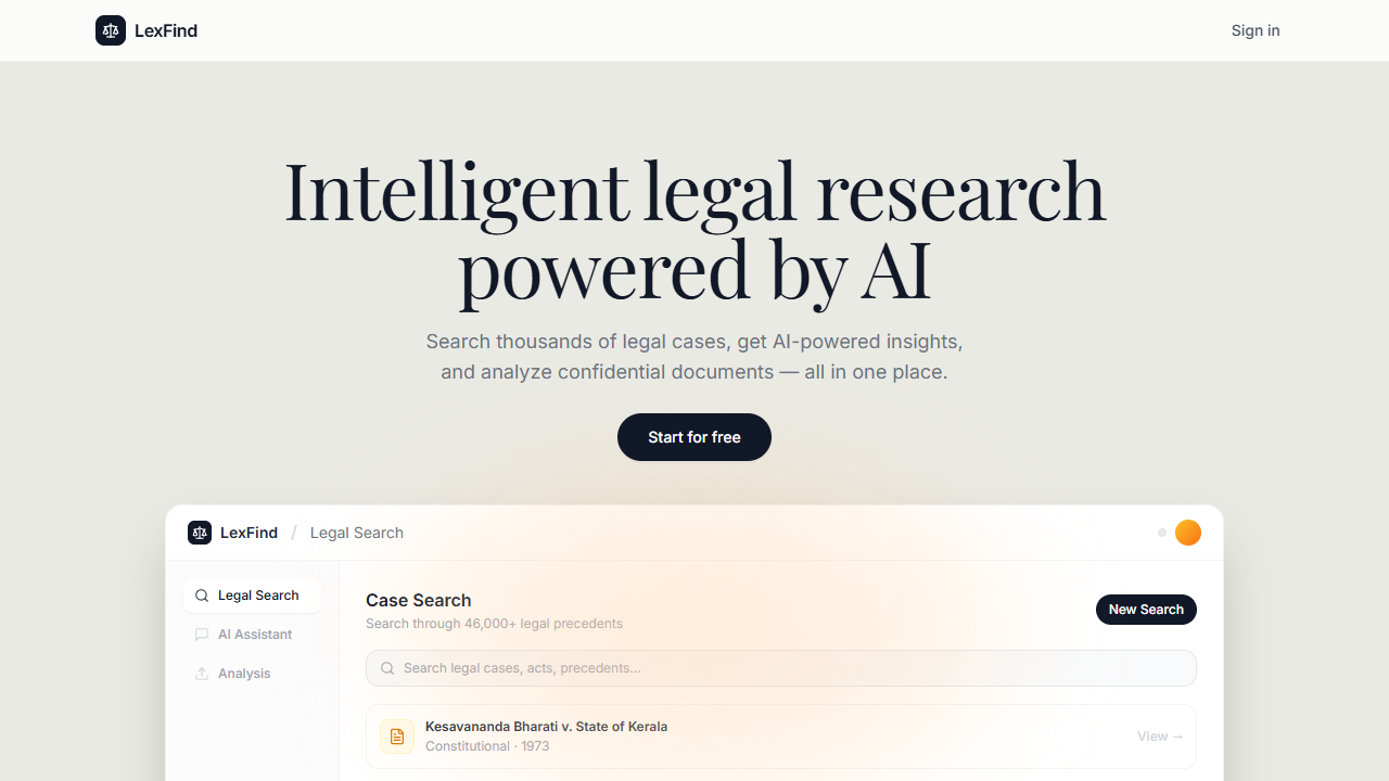 LexFind – AI-Powered Legal Research Platform